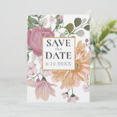 Invitation Fleurs d'été Mariage ÉCONOMISER LA DATE (Debout devant)