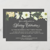 Invitation Fleurs d'été | Mariage jaune et gris II (Devant / Derrière)