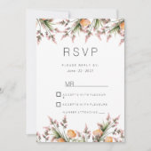 Invitation Fleurs d'été rose botanique RSVP (Devant)