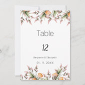 Invitation Fleurs d'été rose-orange botanique Nombre de table (Devant)