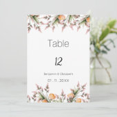 Invitation Fleurs d'été rose-orange botanique Nombre de table (Debout devant)