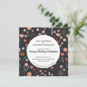 Invitation Fleurs d'été scandinaves Soirée Boho foncé (Debout devant)