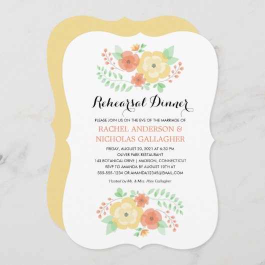 Invitation Fleurs d'été simples | Dîner de répétition (Devant / Derrière)