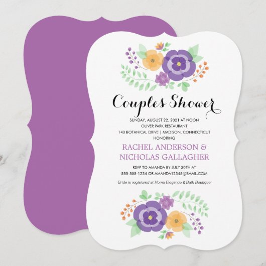 Invitation Fleurs d'été simples | Douche Couples (Devant / Derrière)