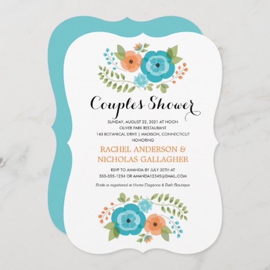 Invitation Fleurs d'été simples | Douche Couples (Devant / Derrière)