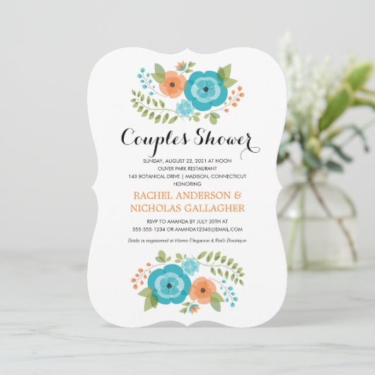 Invitation Fleurs d'été simples | Douche Couples (Debout devant)