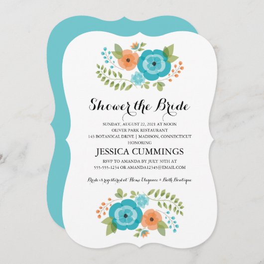 Invitation Fleurs d'été simples | FÊTE DES MARIÉES (Devant / Derrière)