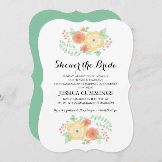 Invitation Fleurs d'été simples | FÊTE DES MARIÉES (Devant / Derrière)