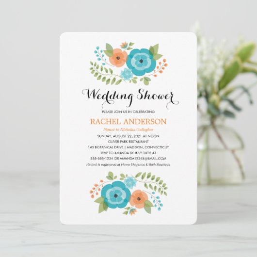 Invitation Fleurs d'été simples | WEDDING SHOWER (Debout devant)