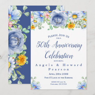 Invitation Fleurs d'eucalyptus aquarelle 50e anniversaire