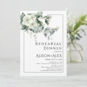 Invitation Fleurs d'Eucalyptus frontière dîner de répétition  (Debout devant)