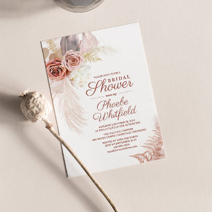 Invitation Fleurs d'Herbe de Pampas pour Réception de Mariage