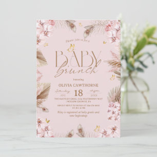 Invitation Fleurs d'herbe des Pampas Baby Brunch Bohème Show