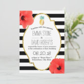 Invitation Fleurs d'Hibiscus à l'ananas hawaïen Mariage moder (Debout devant)