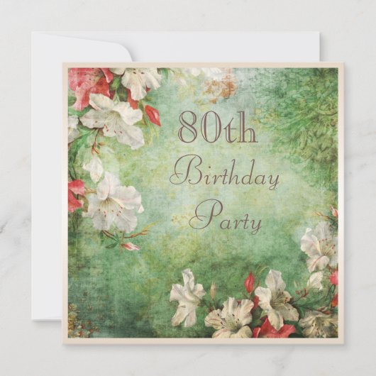 Invitation Fleurs d'hibiscus chic du 80e anniversaire du Shab (Devant)