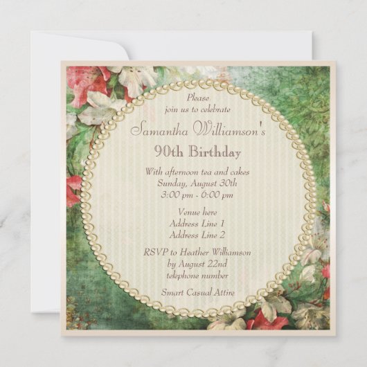 Invitation Fleurs d'hibiscus chic Shabby (Dos)