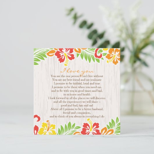 Invitation Fleurs d'Hibiscus Hawaïen Horizontal (Debout devant)