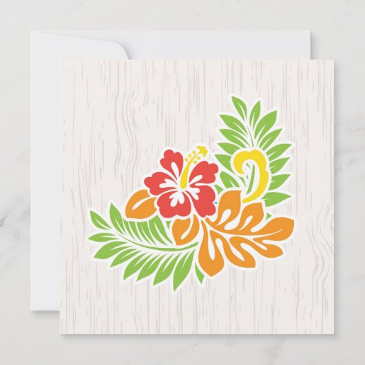 Invitation Fleurs d'Hibiscus Hawaïen Horizontal (Dos)