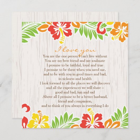 Invitation Fleurs d'Hibiscus Hawaïennes Horizontales (Devant / Derrière)