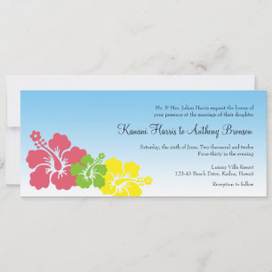 Invitation Fleurs d'hibiscus hawaïens preppy rose mariage