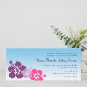 Invitation fleurs d'hibiscus hawaïens violet violet mariage (Debout devant)