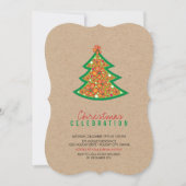 Invitation Fleurs d'Hibiscus Kraft Fête de Noël Tropicale (Devant)