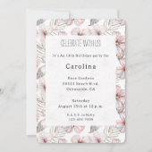 Invitation Fleurs d'Hibiscus Rose Anniversaire (Devant)