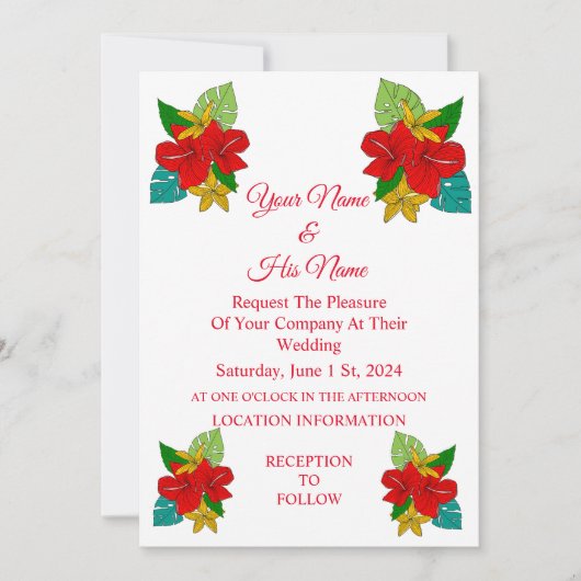Invitation Fleurs d'Hibiscus Rouge Thunder_Cove (Devant)