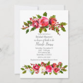 Invitation Fleurs d'hiver Baies de houx Mariage de vacances F (Devant)