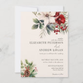 Invitation Fleurs d'hiver de Noël | Mariage de Noël (Devant)