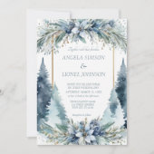 Invitation Fleurs d'hiver délicates Pins Mariage (Devant)