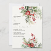Invitation Fleurs d'hiver élégantes, Mariage de baies et de p (Devant)