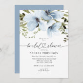 Invitation Fleurs d'hiver | Fête des mariées bleue (Devant / Derrière)