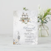 Invitation Fleurs d'hiver Lanterne Champagne Retraite (Debout devant)