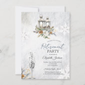 Invitation Fleurs d'hiver Lanterne Champagne Retraite (Devant)