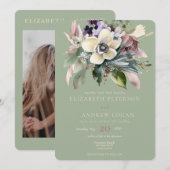 Invitation Fleurs d'hiver | Mariage de vacances (Devant / Derrière)
