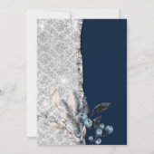 Invitation Fleurs d'hiver, perles de verre Marine bleu Quince (Dos)