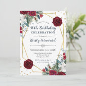 Invitation Fleurs d'hiver rouges et blanches Cadre 50e annive (Debout devant)