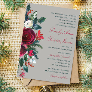 Invitation Fleurs d'hiver Vacances de Noël Décembre Mariage