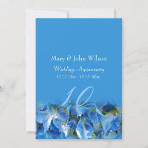 Invitation fleurs d'hortensia bleues cool anniversaire de mar