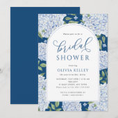 Invitation Fleurs d'Hydrange Bleue Arche Mariage Naval (Devant / Derrière)