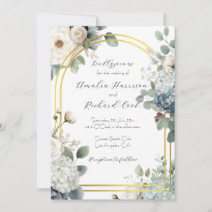 Invitation Fleurs d'hydrangea bleu poussiéreux Mariage person