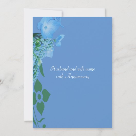 Invitation Fleurs d'hydrangea bleues d'anniversaire (Devant)