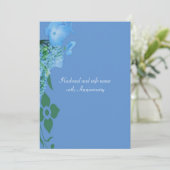 Invitation Fleurs d'hydrangea bleues d'anniversaire (Debout devant)