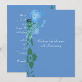 Invitation Fleurs d'hydrangea bleues d'anniversaire (Devant / Derrière)