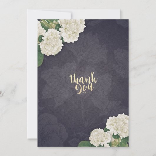 Invitation Fleurs d'Hydrangea Éclairages à cordes Mariage ble (Dos)