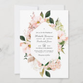 Invitation Fleurs d'hydrangea rose poudré Code QR RSVP Mariag (Devant)