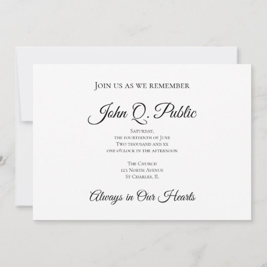 Invitation Fleurs d'Hydrangée Blanche Célébration de la vie (Dos)