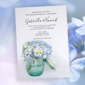 Invitation Fleurs d'Hydrangée bleue dans Jar Post Mariage Bru