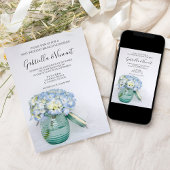 Invitation Fleurs d'Hydrangée bleue dans Jar Post Mariage Bru